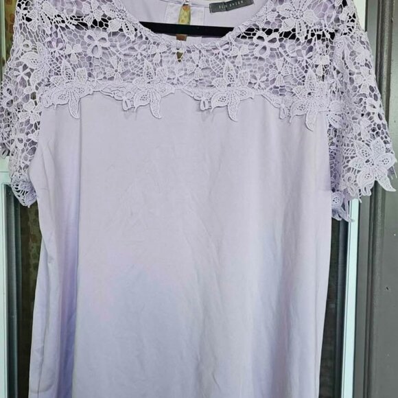 Purple/lilac lace embroidery blouse /large - Picture 2 of 2